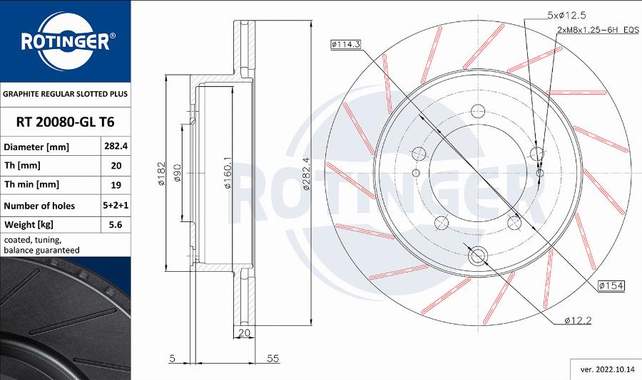 Rotinger RT 20080-GL T6 - Тормозной диск autospares.lv