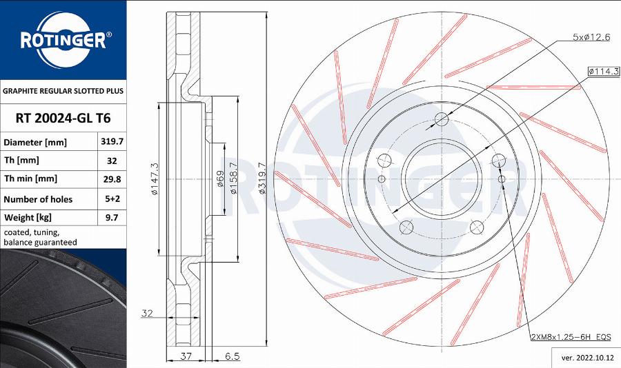 Rotinger RT 20024-GL T6 - Тормозной диск autospares.lv