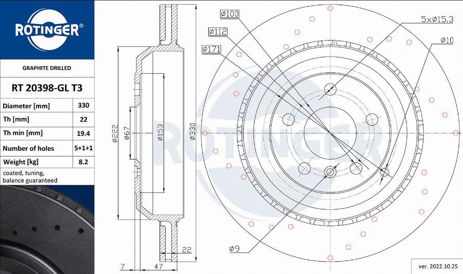 Rotinger RT 20398-GL T3 - Тормозной диск autospares.lv