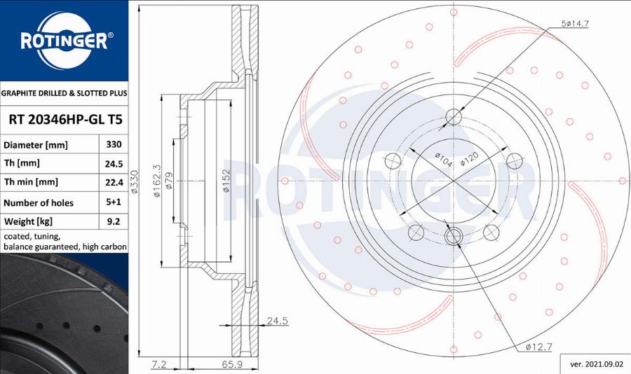 Rotinger RT 20346HP-GL T5 - Тормозной диск autospares.lv