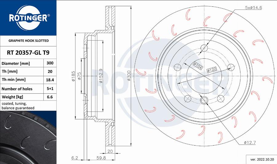 Rotinger RT 20357-GL T9 - Тормозной диск autospares.lv