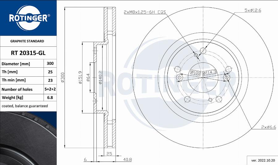 Rotinger RT 20315-GL - Тормозной диск autospares.lv