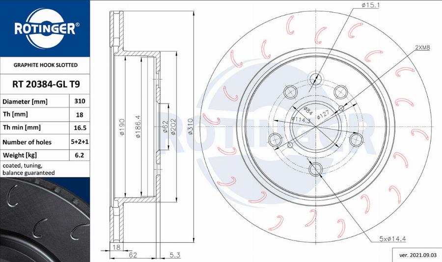 Rotinger RT 20384-GL T9 - Тормозной диск autospares.lv