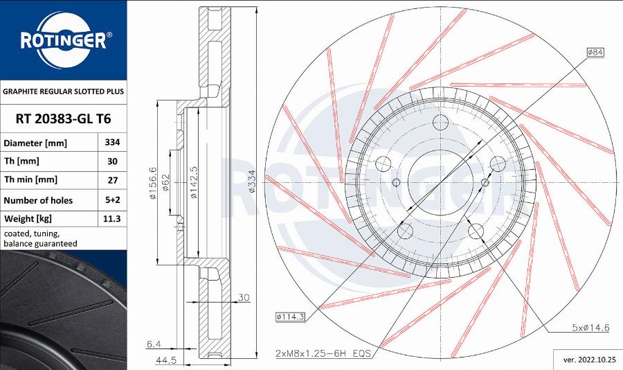 Rotinger RT 20383-GL T6 - Тормозной диск autospares.lv