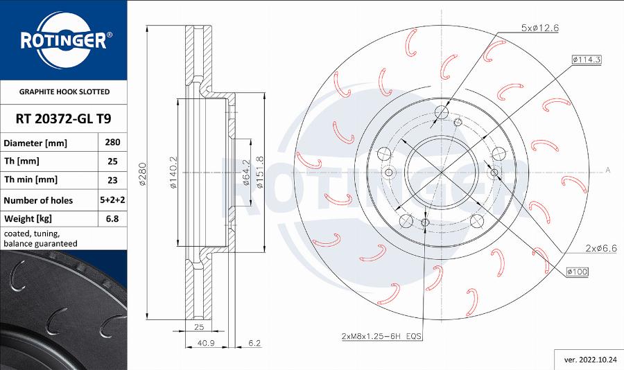 Rotinger RT 20372-GL T9 - Тормозной диск autospares.lv