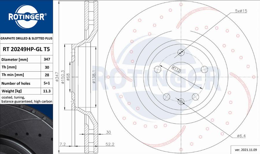 Rotinger RT 20249HP-GL T5 - Тормозной диск autospares.lv