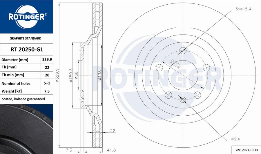 Rotinger RT 20250-GL - Тормозной диск autospares.lv