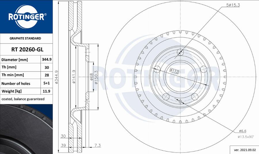 Rotinger RT 20260-GL - Тормозной диск autospares.lv