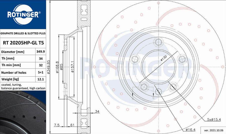 Rotinger RT 20205HP-GL T5 - Тормозной диск autospares.lv