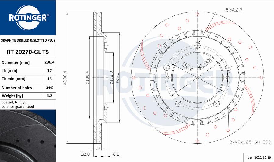 Rotinger RT 20270-GL T5 - Тормозной диск autospares.lv