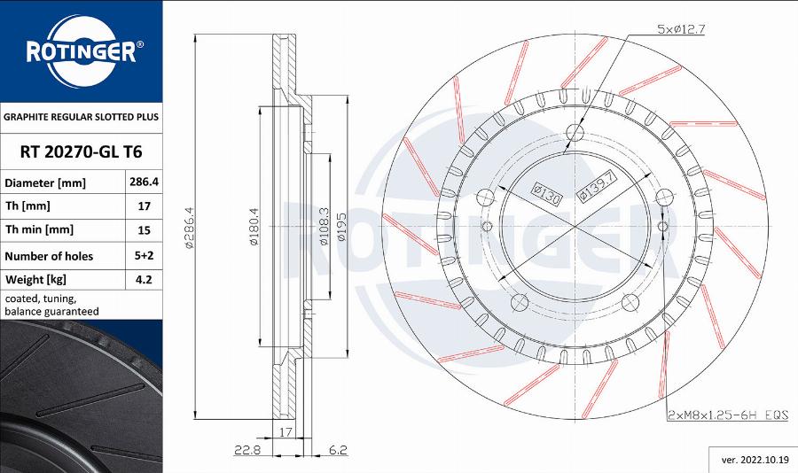 Rotinger RT 20270-GL T6 - Тормозной диск autospares.lv