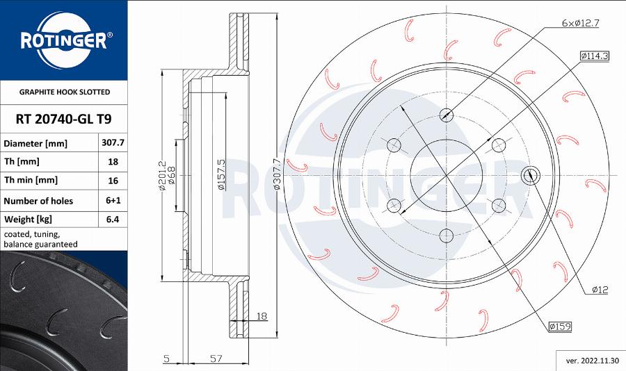 Rotinger RT 20740-GL T9 - Тормозной диск autospares.lv