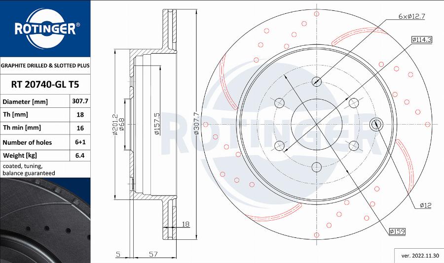 Rotinger RT 20740-GL T5 - Тормозной диск autospares.lv