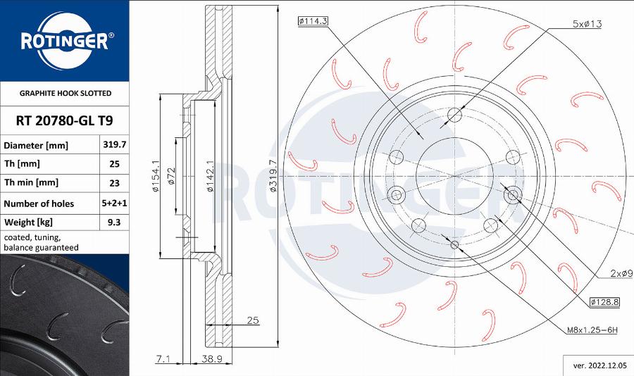 Rotinger RT 20780-GL T9 - Тормозной диск autospares.lv