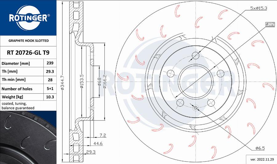 Rotinger RT 20726-GL T9 - Тормозной диск autospares.lv