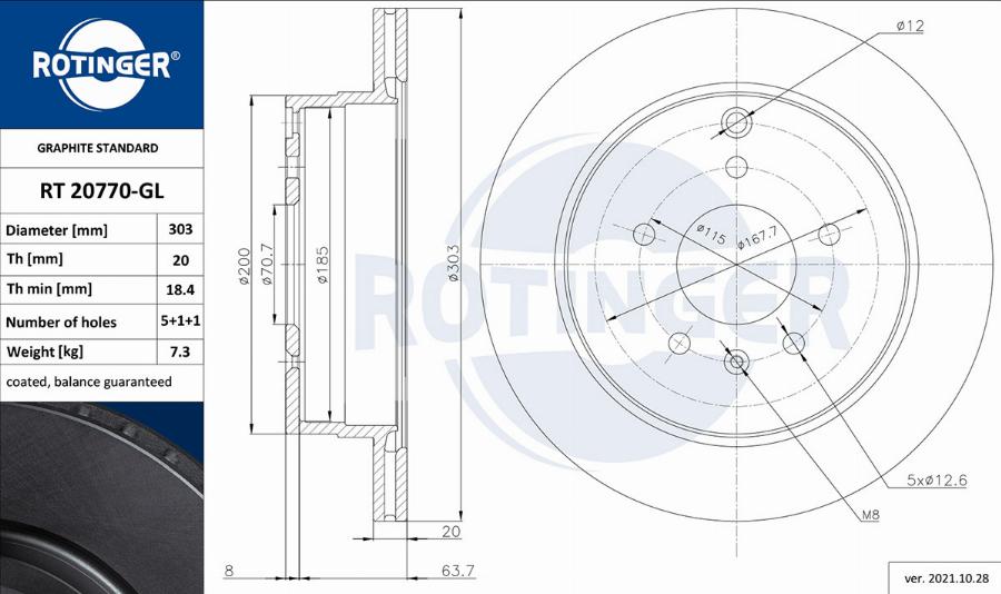 Rotinger RT 20770-GL - Тормозной диск autospares.lv