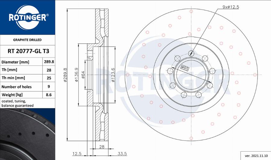 Rotinger RT 20777-GL T3 - Тормозной диск autospares.lv