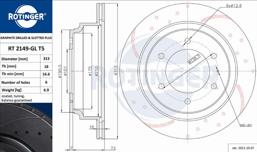 Rotinger RT 2149-GL T5 - Тормозной диск autospares.lv