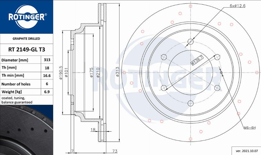 Rotinger RT 2149-GL T3 - Тормозной диск autospares.lv