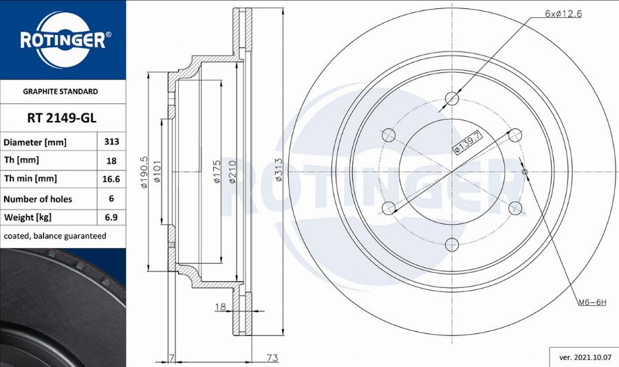 Rotinger RT 2149-GL - Тормозной диск autospares.lv