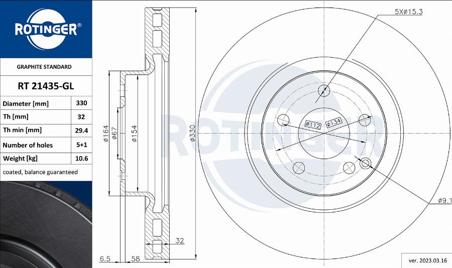 Rotinger RT 21435-GL - Тормозной диск autospares.lv