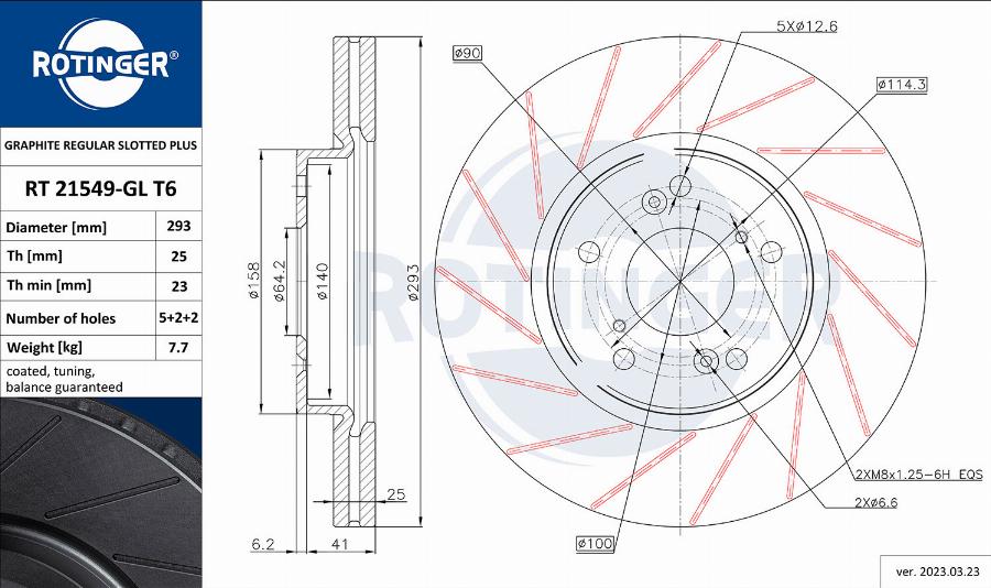 Rotinger RT 21549-GL T6 - Тормозной диск autospares.lv