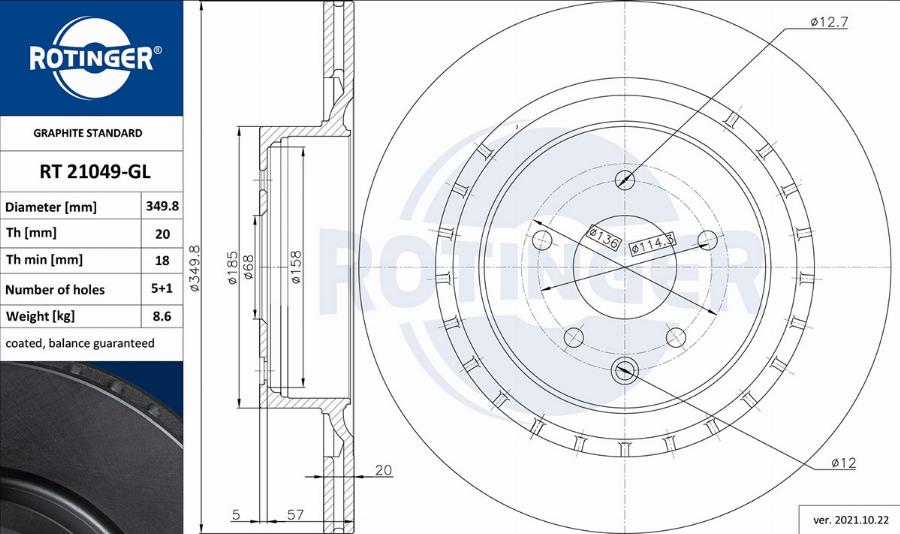 Rotinger RT 21049-GL - Тормозной диск autospares.lv