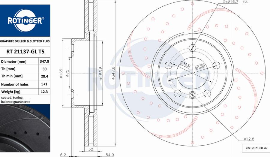 Rotinger RT 21137-GL T5 - Тормозной диск autospares.lv