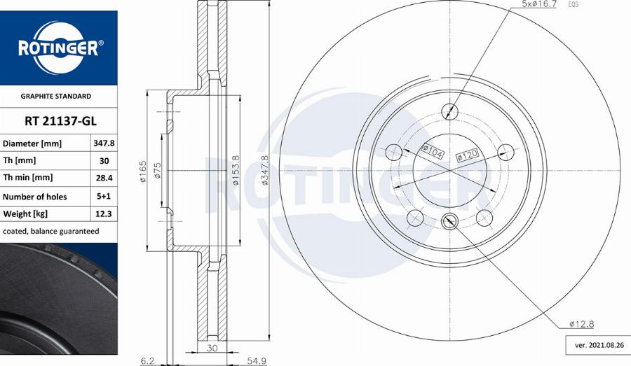 Rotinger RT 21137-GL - Тормозной диск autospares.lv