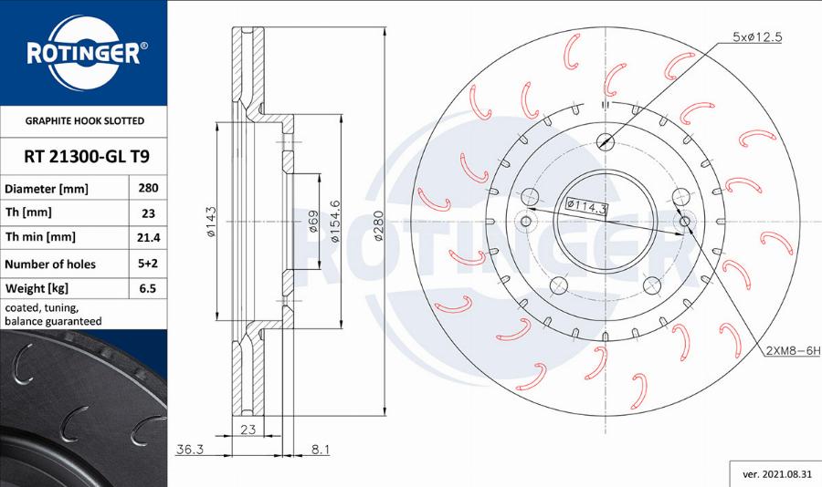 Rotinger RT 21300-GL T9 - Тормозной диск autospares.lv