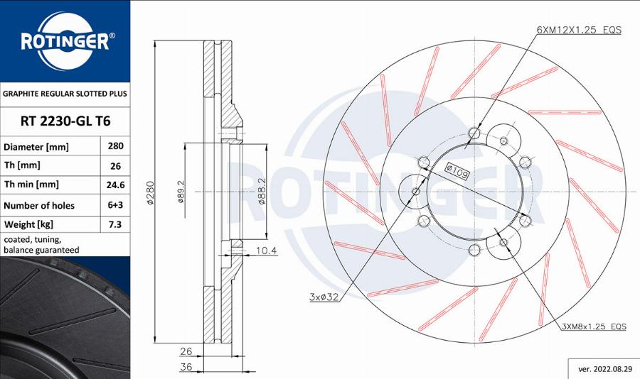 Rotinger RT 2230-GL T6 - Тормозной диск autospares.lv