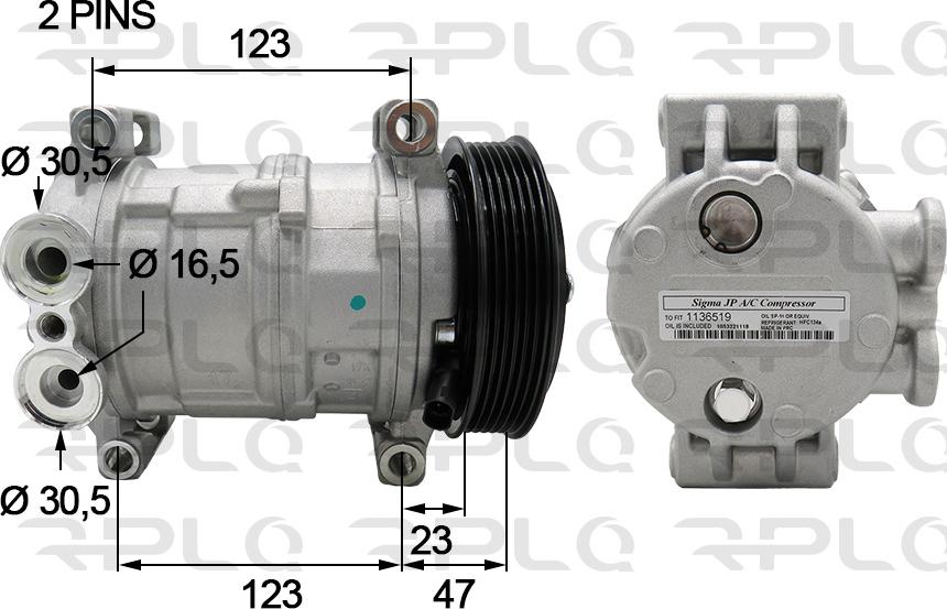 RPL QUALITY APCOCV5004 - Компрессор кондиционера autospares.lv