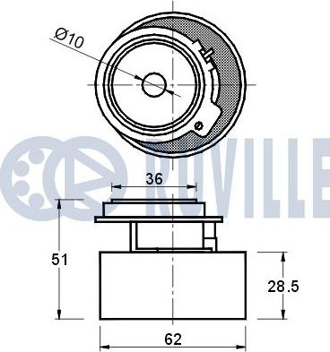 Ruville 540504 - Натяжной ролик, зубчатый ремень ГРМ autospares.lv