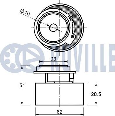 Ruville 540505 - Натяжной ролик, зубчатый ремень ГРМ autospares.lv