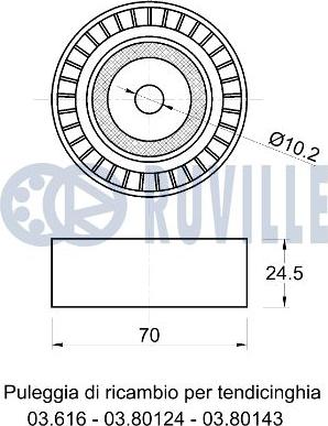 Ruville 540158 - Ролик, поликлиновый ремень autospares.lv