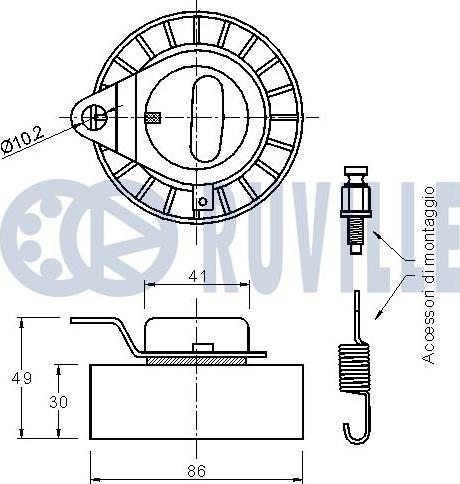 Ruville 540169 - Натяжной ролик, зубчатый ремень ГРМ autospares.lv