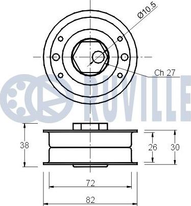 Ruville 540175 - Натяжной ролик, зубчатый ремень ГРМ autospares.lv