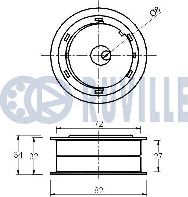 Ruville 540347 - Натяжной ролик, зубчатый ремень ГРМ autospares.lv