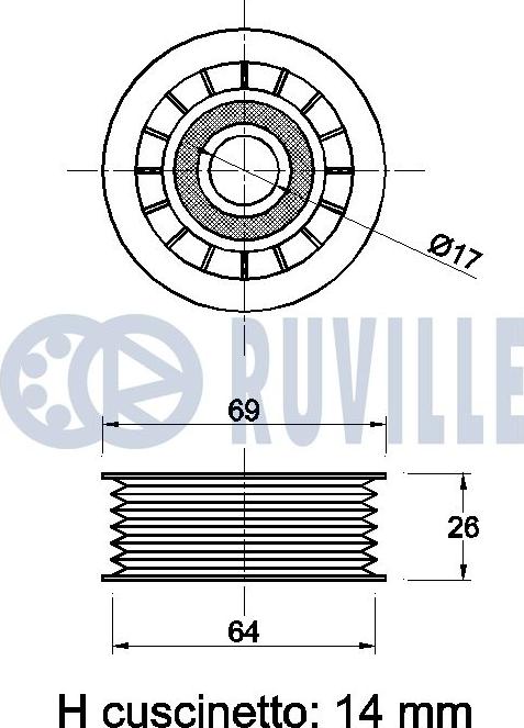 Ruville 540763 - Ролик, поликлиновый ремень autospares.lv