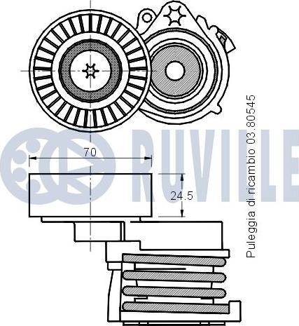 Ruville 541435 - Натяжитель, поликлиновый ремень autospares.lv