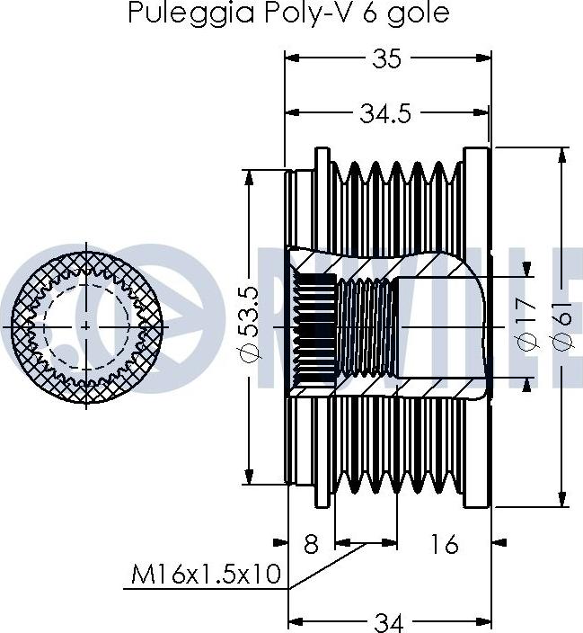 Ruville 541037 - Шкив генератора, муфта autospares.lv