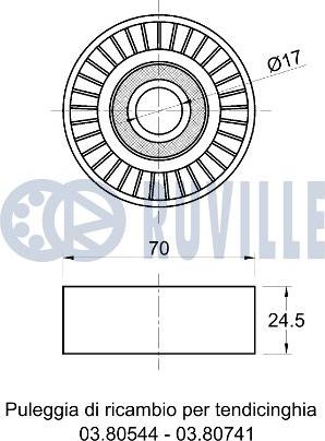 Ruville 541233 - Ролик, поликлиновый ремень autospares.lv