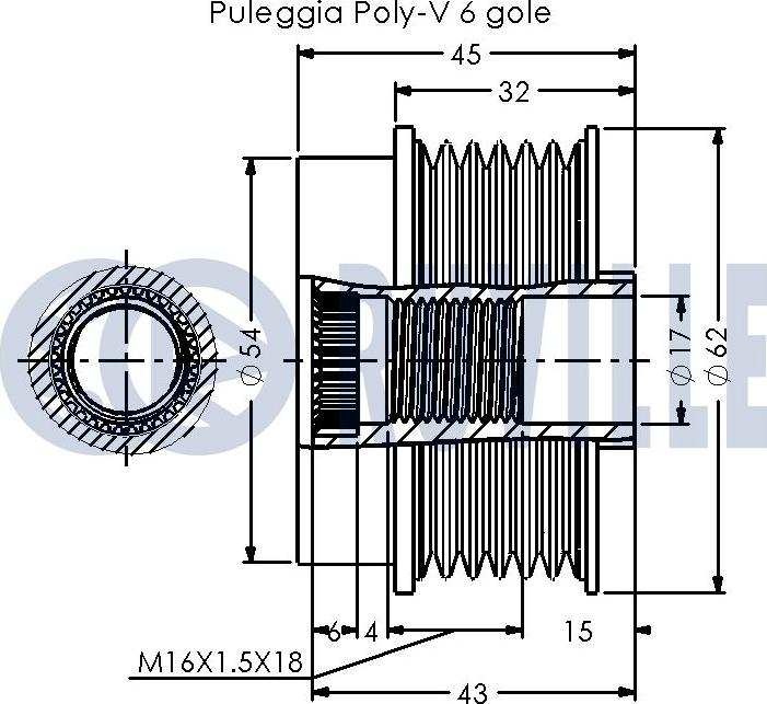 Ruville 542554 - Шкив генератора, муфта autospares.lv