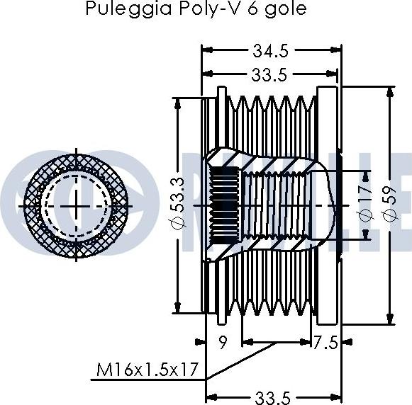 Ruville 542505 - Шкив генератора, муфта autospares.lv