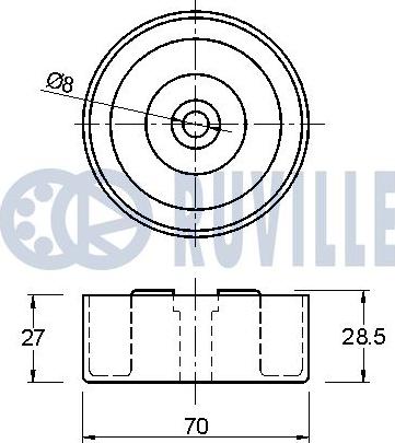 Ruville 542068 - Ролик, поликлиновый ремень autospares.lv