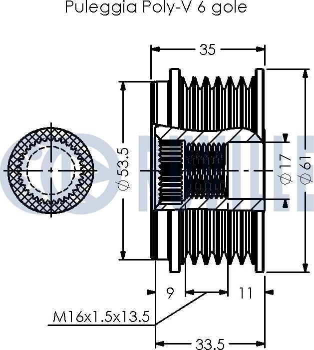 Ruville 542387 - Шкив генератора, муфта autospares.lv