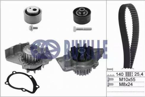 Ruville 55997701 - Водяной насос + комплект зубчатого ремня ГРМ autospares.lv