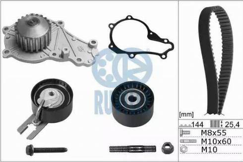 Ruville 55953701 - Водяной насос + комплект зубчатого ремня ГРМ autospares.lv