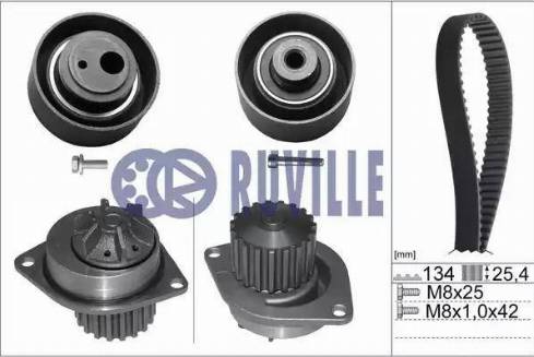 Ruville 55906701 - Водяной насос + комплект зубчатого ремня ГРМ autospares.lv