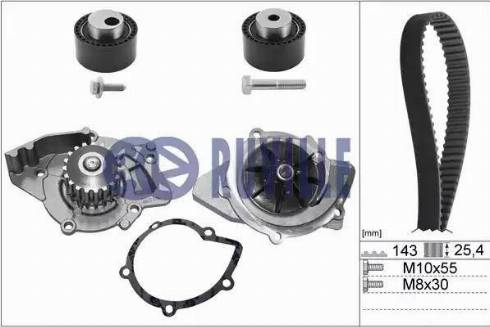 Ruville 55921741 - Водяной насос + комплект зубчатого ремня ГРМ autospares.lv